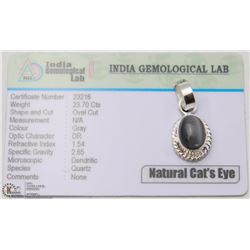 #10-NATURAL CAT'S EYE SILVER PENDANT