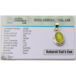 #9-NATURAL CAT'S EYE SILVER  PENDANT