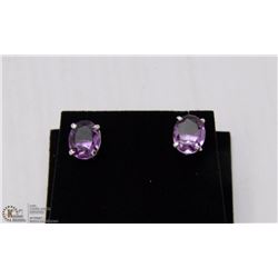 #25-NATURAL AMETHYST EARRINGS .925 STAMPED