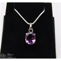 #24-NATURAL AMETHYST PENDANT .925 STAMPED