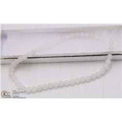 #17-NATURAL WHITE JADE LOOSE BEAD NECKLACE 15"