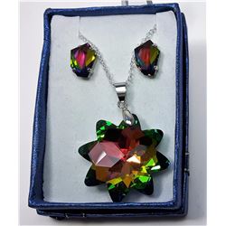 #11 - MYSTIC TOPAZ CRYSTAL PENDANT & EARRINGS