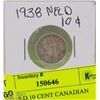 Image 1 : 1938  NFLD 10 CENT CANADIAN SILVER COIN