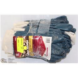 12 PAIRS OF FULLY DIPPED NITRILE COATED WORK