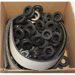 LOT OF RUBBER BUSHINGS AND ADHESIVE RUBBER STRIP