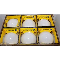 LOT OF 6 GE 100W LIGHT BULBS