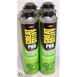 4 CANS OF DOW GREAT STUFF PEST BLOCK INSULATED FOA