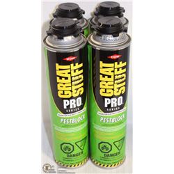 4 CANS OF DOW GREAT STUFF PEST BLOCK INSULATED FOA
