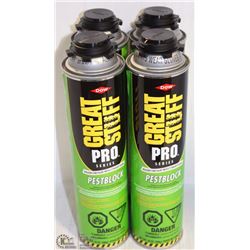 4 CANS OF DOW GREAT STUFF PEST BLOCK INSULATED FOA