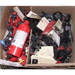 LOT OF ASST FIRE EXTINGUISHERS & MOUNTING BRACKETS