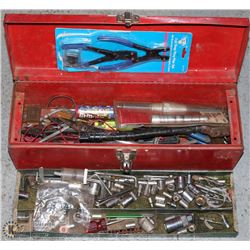 RED TOOLBOX FILLED WITH TOOLS
