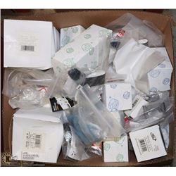 LARGE BOX OF ASST CLAMPS, NOZZLES AND MORE