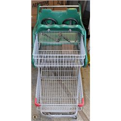 TWO LEVEL SHOPPING CART W/ CHILD SEATS