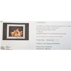 FIORENZO STAINLESS STEEL 13" ELECTRIC FIREPLACE