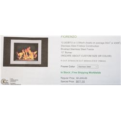 FIORENZO STAINLESS STEEL 13" ELECTRIC FIREPLACE