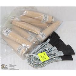 LOT OF 9 WIRE BRUSHES & 8 WOODEN CORK SCREW