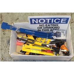 LOT OF ASST HAND TOOLS, SIGNS AND MORE