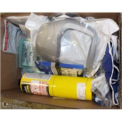 LOT OF WELDING MATERIALS INCL SKULL CAPS,