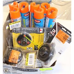 LOT OF KRYLON MARKING PAINT AND WEED WACKER HEADS