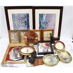 BOX OF ASSORTED MISC. FRAMES, PICTURES AND MORE