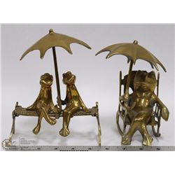 LOT OF 2 BRASS FROG STATUES