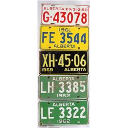 LOT OF FIVE 1950'S-1960'S LICENCE PLATES