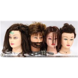 SET OF 4 HAIRSTYLIST MANNEQUIN HEADS FOR TRAINING