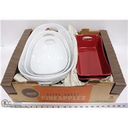 SET OF 3 WHITE OVAL SERVING BOWLS