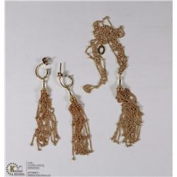 18K YELLOW GOLD 16" CHAIN AND EARRINGS SET W/ COA