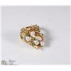 Image 1 : 14K YELLOW GOLD EMERALD AND PEARL RING W/.COA