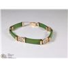 Image 1 : 14K ROSE GOLD AND NEPHRITE JADE BRACELET W/COA