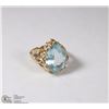 Image 1 : 14K YELLOW GOLD AND BLUE TOPAZ RING WITH COA