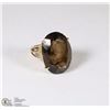 Image 1 : 14K YELLOW GOLD 28CT SMOKY QUARTZ RING WITH COA