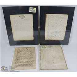 COLLECTION OF 4 ANTIQUE 1730'S - 1740'S LEGAL
