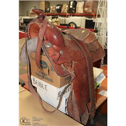 FULL SADDLE W/ ACCESSORIES INCL TACK, BRIDLE, ROPE