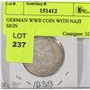 Image 1 : GERMAN WWII 1939-5 MARK COIN WITH NAZI SIGN