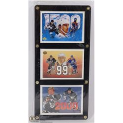 3 FRAMED WAYNE GRETZKY UPPER DECK "ART" CARDS