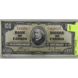 1937 CANADIAN $100 BILL