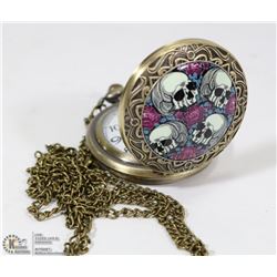 NEW SKULL POCKET WATCH ON CHAIN
