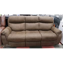 RUSTIC BROWN FABRIC RECLINING SOFA