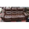 Image 1 : NEW BROWN LEATHER NAILHEAD ACCENT RECLINING SOFA