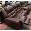 Image 2 : NEW BROWN LEATHER NAILHEAD ACCENT RECLINING SOFA