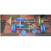 Image 1 : PAIR OF BARBELLS, THREE DUMBELLS AND 150LB