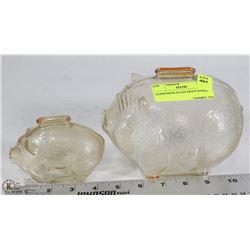 2 CARNIVAL GLASS PIGGY BANKS
