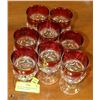 Image 1 : VINTAGE CRANBERRY GLASS SET OF 8 LIQUEUR GLASSES