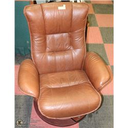 BROWN LEATHER ROCKING CHAIR