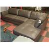 Image 1 : NEW GREY LEATHERETTE L SHAPED SECTIONAL W/ BUILT