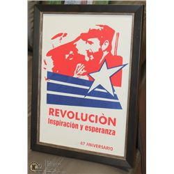 FIDEL CASTRO REVELUCION POSTER FRAMED