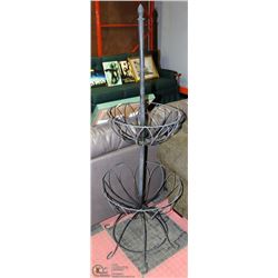 LARGE BLACK WROUGHT IRON 2 TIER PLANTER -