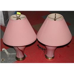 PAIR OF CLASSIC PINK TABLE LAMPS
